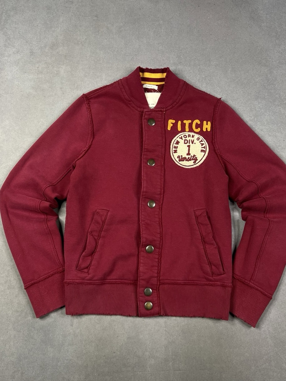 Abercrombie & Fitch New York Div 1 Varsity Sweatshirt Jacket Red Small Rare Y2K
